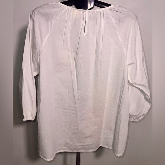 St. John's Bay White Blouse with Pink and Orange Floral Embroidery - Picture 4 of 4